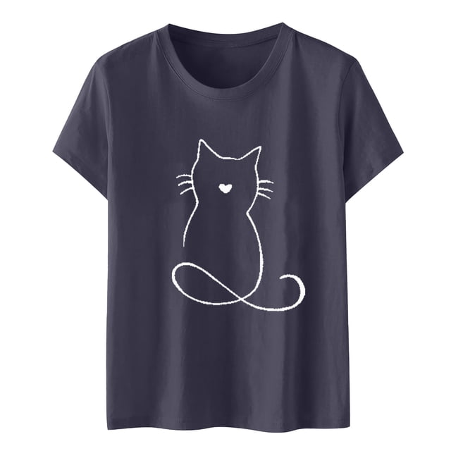 Blusa informal con estampado de manga corta y cuello redondo para mujer Pompotops hfajkhk126047