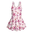 thumbnail image 3 of Xoenoiee Pink Starfish Seashell Conch Print Sleeveless Swimsuit for Girls One Piece Bathing Suit with Skirt Soft Swimwear Quick Dry Breathable Swim Dress, Size 8-9 Years, 3 of 7