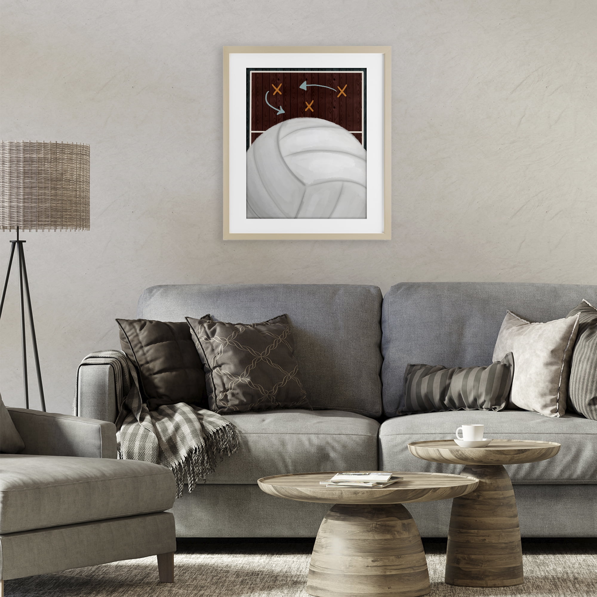 Stupell Industries Volleyball Court Tactics Birch Framed Print Under Glass, design by Jennifer Stith