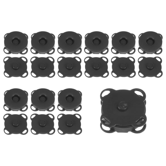 10 Sets Magnetic Snap 14mm Metal Fasteners for Clothing Purse, Black