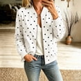 thumbnail image 6 of Fall Jacket for Women Long Sleeve Casual Bomber Outerwear Polka Dot Print Zip Closure Ribbed Cuffs Easy Layering Fall Outfits, 6 of 8