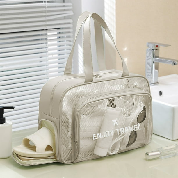 Bolsa de Playa Impermeable de Plástico con Separación Seco/Mojado, Almacenamiento Deportivo de Gran Capacidad para Traje de Baño, Gafas, Cosméticos, 36x25x15cm, Múltiples Colores