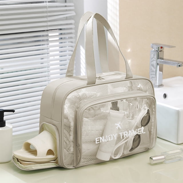 Storage Bag Large Capacity Waterproof Beach Bag with Dry Wet Separation Sports Gym Washroom Cosmetic Storage for Goggles Swimsuits(Gray,1-Piece) Rkxzt