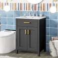 thumbnail image 2 of 24" Solid Wood Bathroom Vanity Combo with Ceramic Sink, Storage Cabinet with 2 Soft Close Doors& U-shaped Adjustable Shelf for Bathroom, 2 of 17