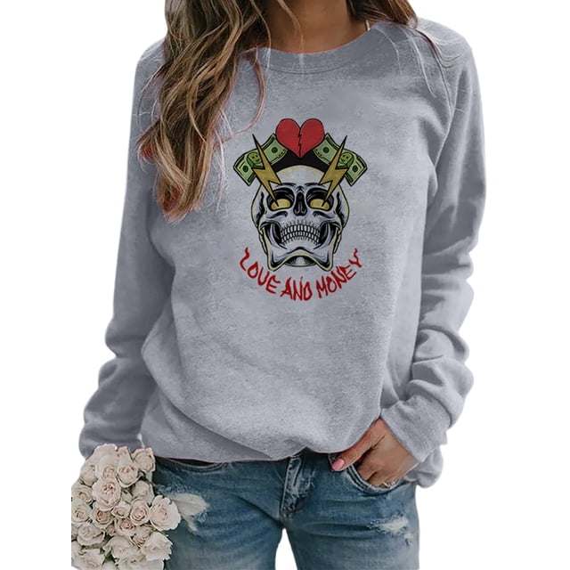 Sexy Dance Mujeres Sudaderas Sueltas Manga Larga Cuello Redondo Jersey Casual Plain Tops Camisa