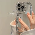 thumbnail image 4 of Luxury Plating Silver Wavy Phone Case For iPhone 15 14 13 12 11 Pro Max Mini X XS XR 7 8 Plus SE Soft Shockproof Bumper Cover, 4 of 4
