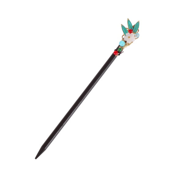 Unique Bargains 1 Pc Hair Chopstick Classic Leaves Gardenia Hair Hairpin Black White Blue
