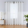 thumbnail image 2 of Sheer White Curtains, Leaf Embroidered Grommet Voile Drapes for Living Room, Bedroom, Window Treatments Semi Curtain Panels White, 52" W x 95" L, 2 Panels, 2 of 6