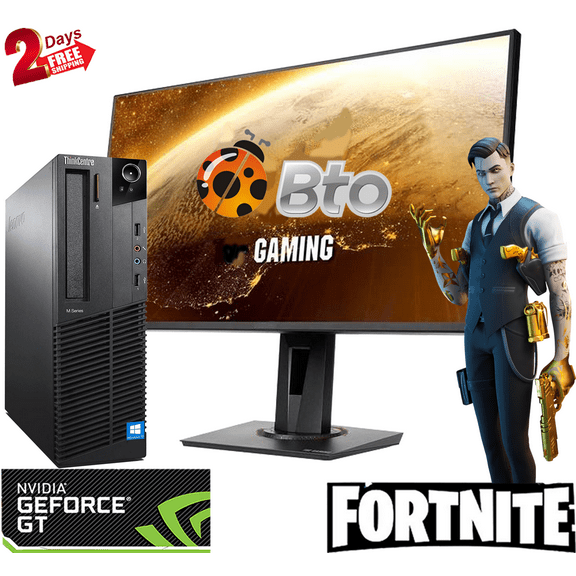 Restored Gaming Computer Lenovo Core i5 Desktop SFF 8GB Ram, 2TB HDD, Nvidia GT 1030, Brand 27" LCD, Keyboard & Mouse, WiFi, Bluetooth, Win10 Home (Refurbished)