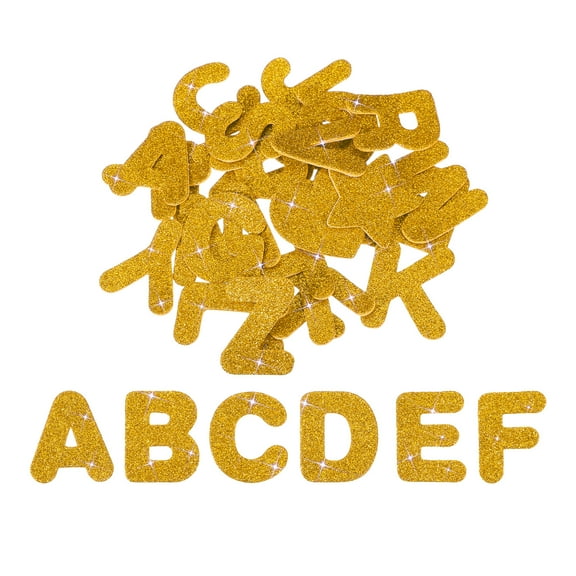 Alphabet Foam Stickers, 52Pcs Letters A-Z EVA Self Adhesive Glitters Foam Shape Sticker Craft Supplies for Scrapbook Card DIY Making Home Decor, Golden