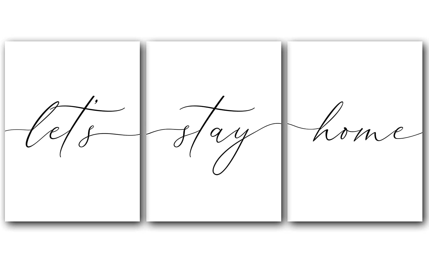 Home Decor Hanging Wall Art Canvas & Wood Let's Stay Home