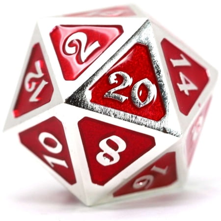 Mythica Dire Platinum Ruby D20 Metal Polyhedral Die