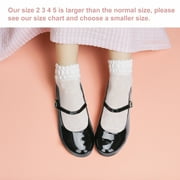 HOMEHOT Girls Mary Jane Shoes Casual Princess Ballerina Dress Shoes Low Heels Slip on Flat Shoes for School Party Wedding Black Size 1
