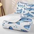 thumbnail image 4 of Manfei Marine Shark Quilt Full, Cartoon Coral Fish Full Bedspread Sets, White Blue, 3pcs, 1 Coverlet and 2 Pillowcases, 4 of 7