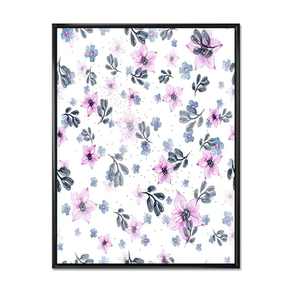 Designart 'Petals and Pink Flowers' Traditional Framed Canvas Wall Art Print