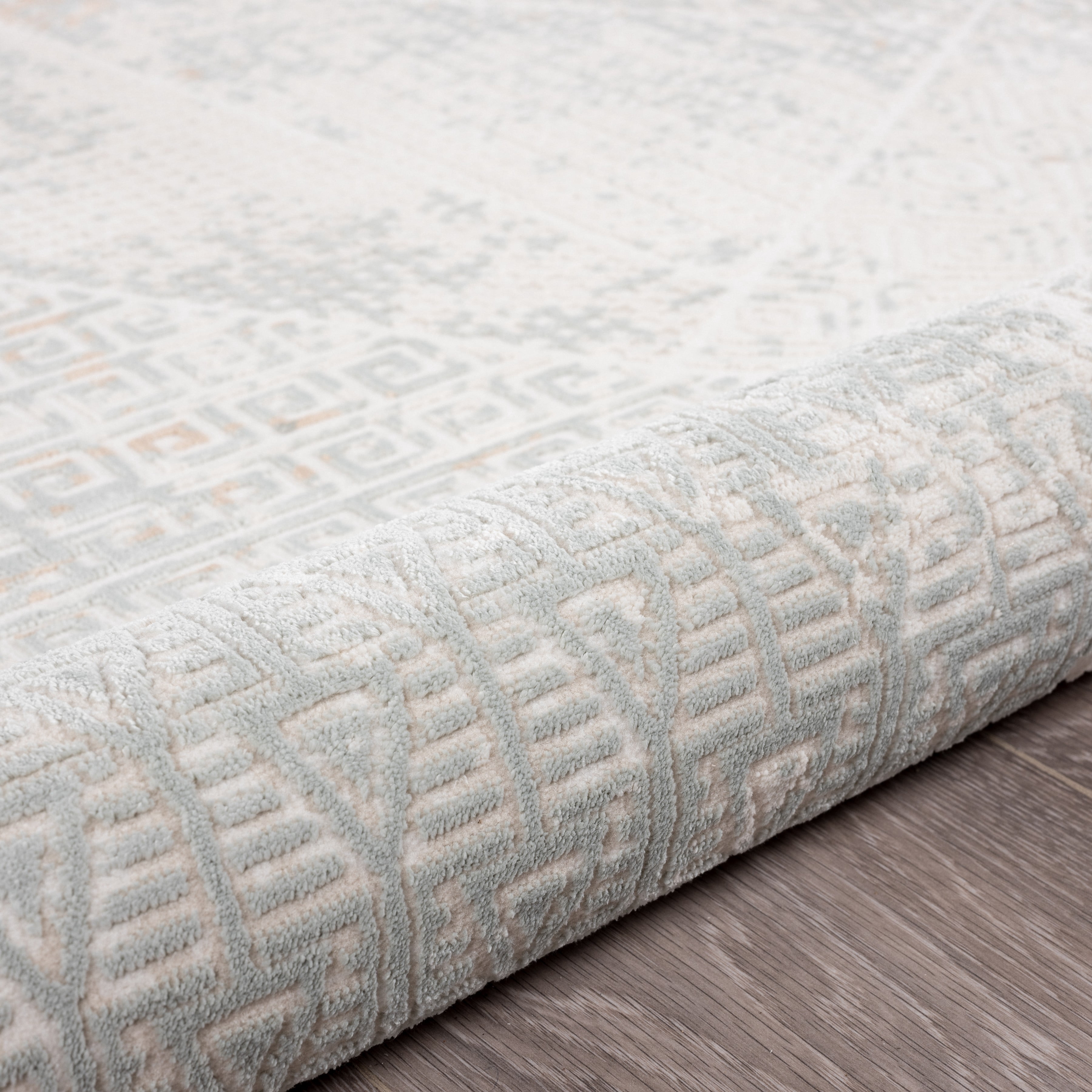 LR Home Martha Elryn Gray/Cream Contemporary Geometric Polyester Area Rug, 9' x 12'