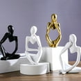 thumbnail image 2 of YEAUEME 3Pcs Abstract Thinker Figurine Mini Sitting Thinker Resin Statue Sculpture Living Room Home Office Bookshelf Desktop Decoration Ornament, 2 of 7
