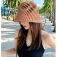thumbnail image 3 of CoCopeaunts Womens Woven Sun Hats Floppy Wide Brim Bucket Hat Hollow Breathable Foldable Summer Beach Cap Straw Hat, 3 of 7