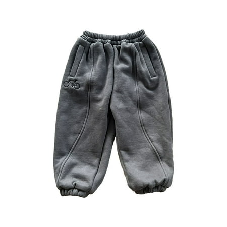 

PRINxy Children s Fleece Pants Girls Clothing Boys Thickened Sports Pants Winter Baby Casual Pants Gray 6Y