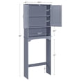 thumbnail image 3 of Over The Toilet Storage, Bathroom Organizer with Doors & Adjustable Shelf - 24.5"x9"x66", Gray, 3 of 9