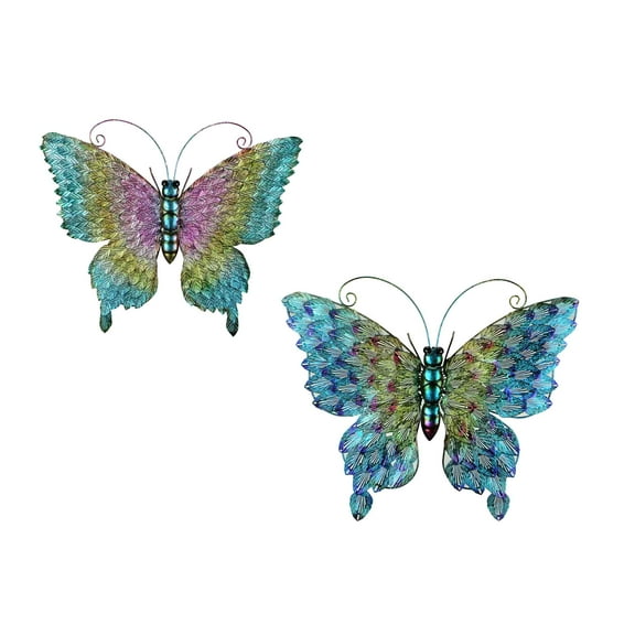 Things2Die4 Metal Butterfly Indoor/ Outdoor Hanging Wall Sculptures (Set of 2)