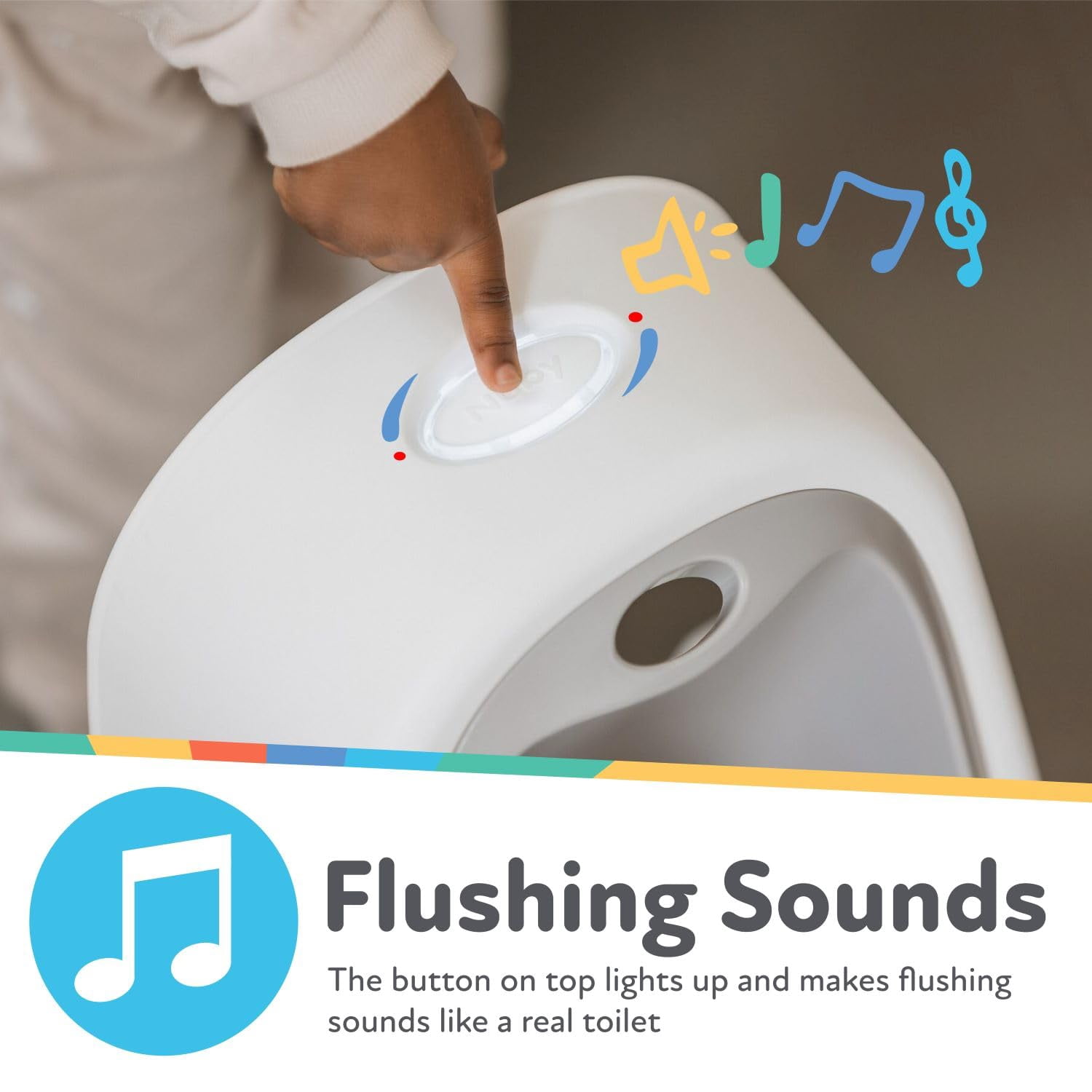 Nuby My Real Urinal Training Toilet with Life-like Flush Button and Sound, White