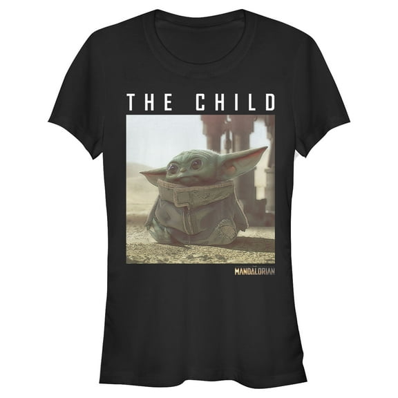 Junior's Star Wars: The Mandalorian The Child Frame  Graphic Tee Black Large