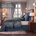 thumbnail image 3 of Regency Heights 8 Pieces Jacquard Comforter Set with Bedskirt and Decor Pillows, Queen, Navy, 3 of 9