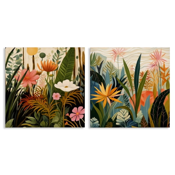 Stupell Industries Botanical Embrace Blooms 2 Piece Canvas Wall Art Set, design by Lazar Studio