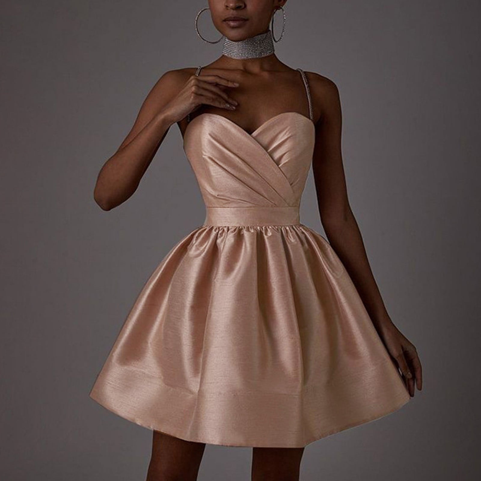 BOBOGOJP Short Satin Homecoming Dresses 2024 Teens Square Neck A-line  Lacing Mini Party Gowns (Pink