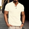 thumbnail image 2 of Men's Casual Polo Shirt Classic Button Short Sleeve Waffle Solid Color Slim Fit Golf Tee Fashion Tops, 2 of 6
