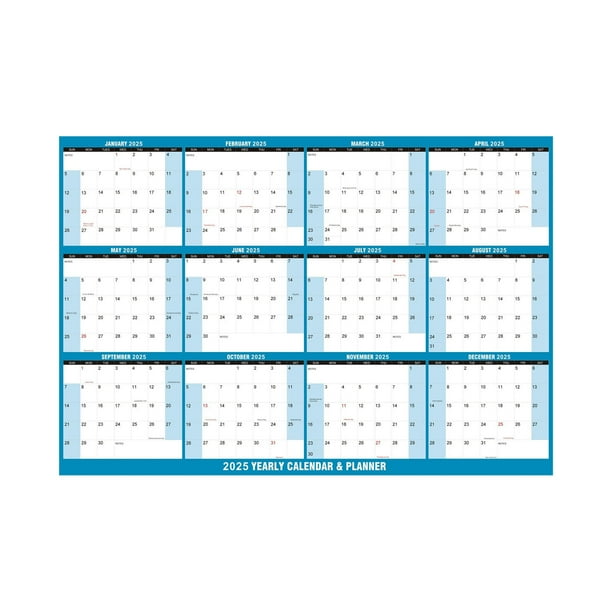 Calendario 2025 en inglés, de pared, adhesivo de doble cara, borrable, plegable, 2025.1.1 2025.12.31