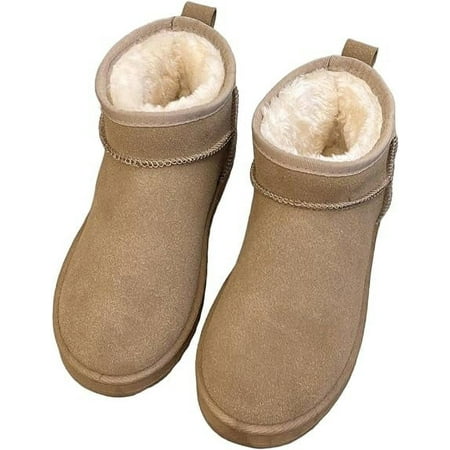 

ZBCHLS Ankle-High Snow Boots for Women - Genuine Suede Water Resistant Winter Boots with Memory Foam and Faux Fur Lining - Hippy