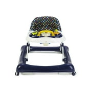 Big Oshi 2 in 1 Baby Walker & Activity Center on Wheels - Adjustable Seat - Dark Blue/Polka Dots