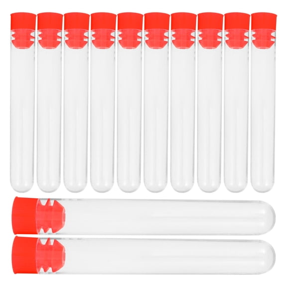 HONMEET Clear Plastic Test Tubes 12-Pack Leakproof for Students, Crafts, Science Experiments and Lab Use