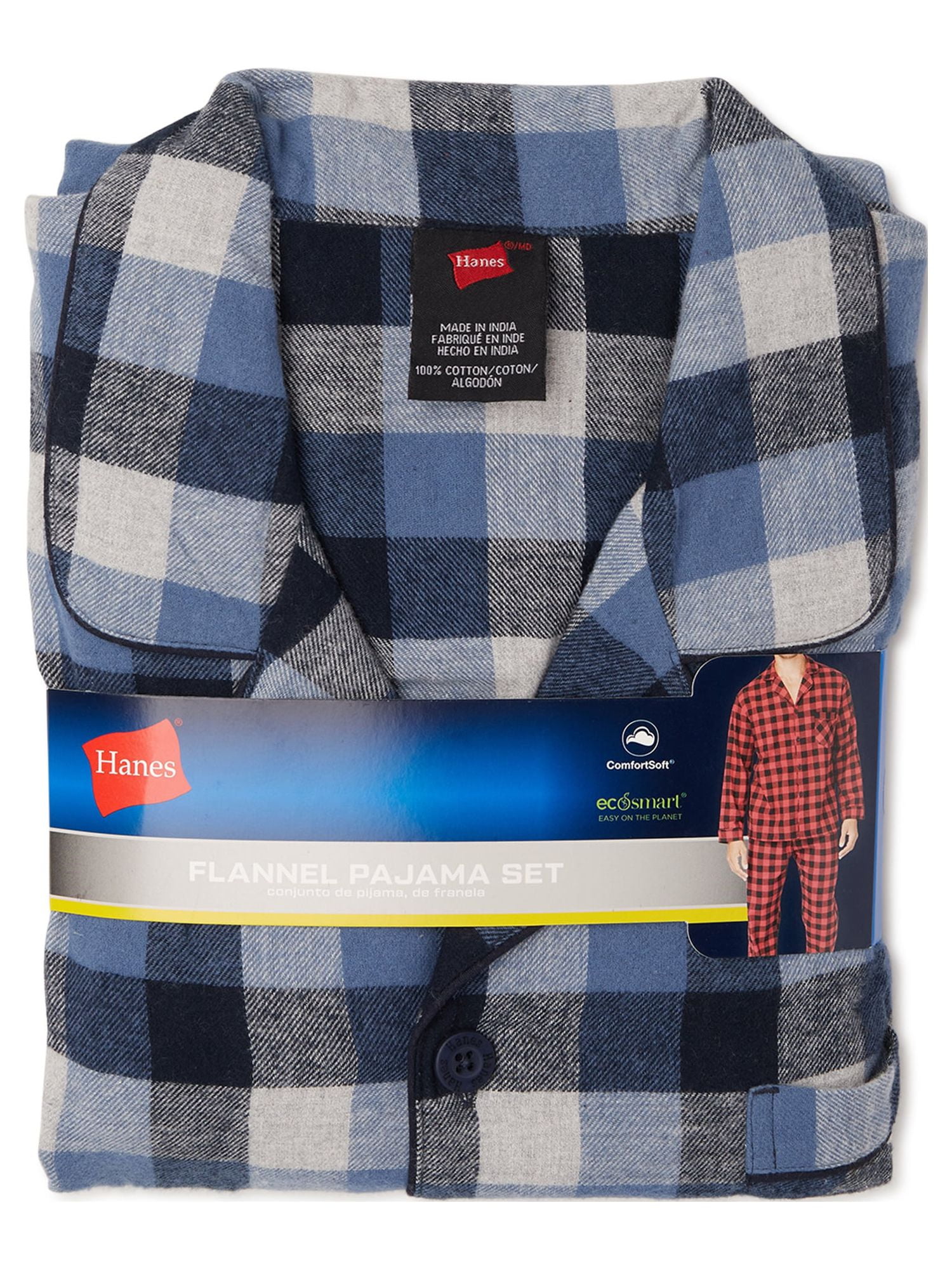 Hanes Men's and Big Men’s 100% Cotton Flannel Pajama Set, 2-Piece, Sizes S-5XL