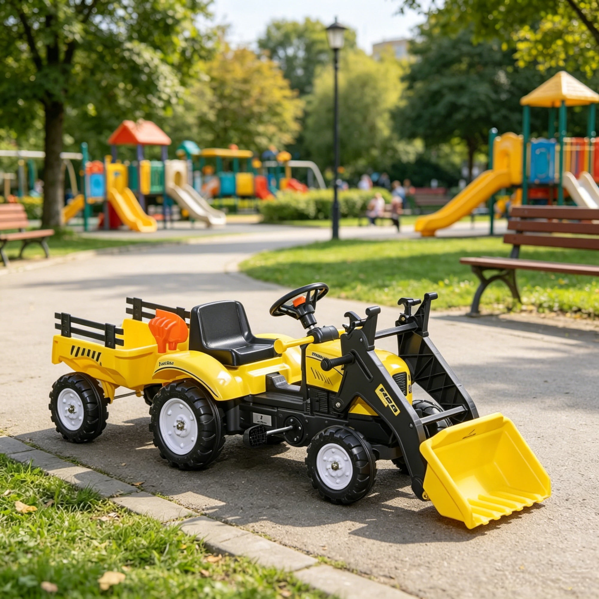 Kids Ride-On Excavator with Detachable Trailer for Ages 3-6