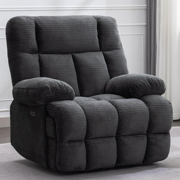 Othniel Oversized Power Zero Gravity Recliner Large Electric Reclining Chair for Big Man Gray