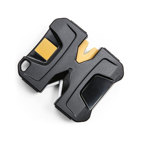 Knife Sharpener Portable, Pivot Sharpener with Convex Carbide Ceramic Hone Diamond Plate, Black