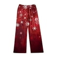 thumbnail image 4 of WTOBBY Women's Soft Comfortable Christmas Print Flannel Pajama Bottoms, Casual Home Pants with Holiday Snowflake and Tree Patterns, Cozy Fleece-Lined Sleepwear for Winter,Deep Red L, 4 of 5