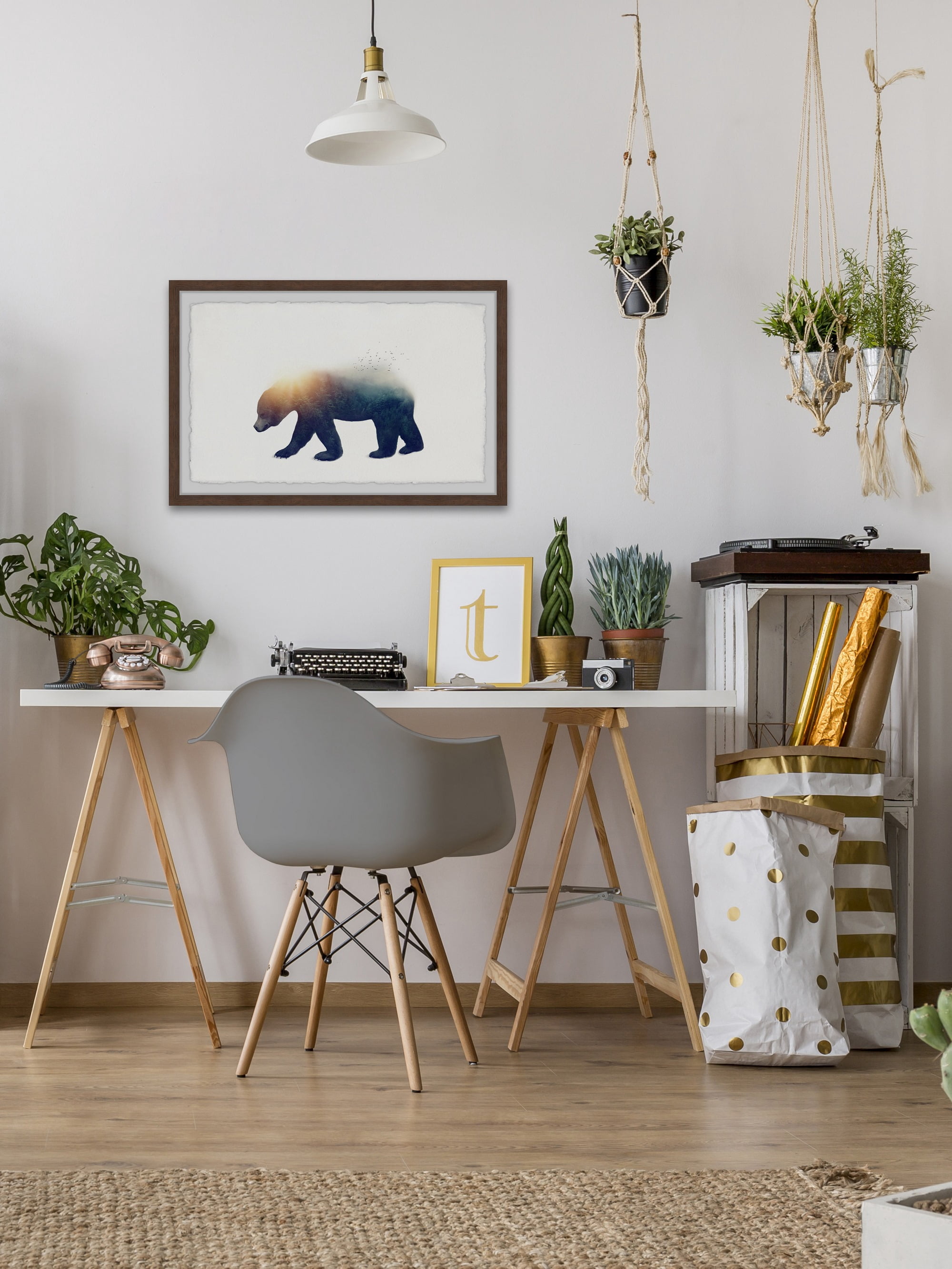 Marmont Hill Sun Bear Framed Wall Art, 16" x 24"