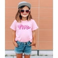 thumbnail image 3 of Pink Age Five Birthday Shirt for Girls Cute & Girly 5th Party Graphic Tee with Heart for Kids Pink Shirt 3T, 3 of 5