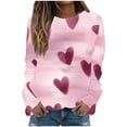 thumbnail image 2 of Valentines Blouse, Womens Long Sleeve Shirts Casual, Heart Print Tops Women's Valentine's Day Printed Long Sleeved Round Neck Top Shirt, 2 of 5