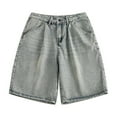 thumbnail image 2 of Dpytoraw Men's Shorts Baggy Short Jeans Boys Baggy Jeans Boys Jorts Baggy Fit Jeans Shorts Shorts Street Dance Shorts Skateboard Shorts Beige, 2 of 5