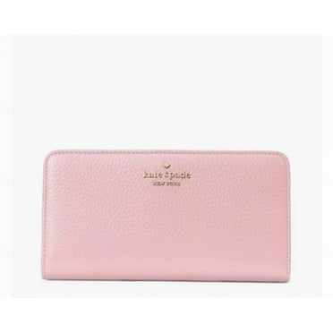 Kate Spade Dumpling Pebbled Leather Large Slim Bifold Wallet Bright Carnation Pink