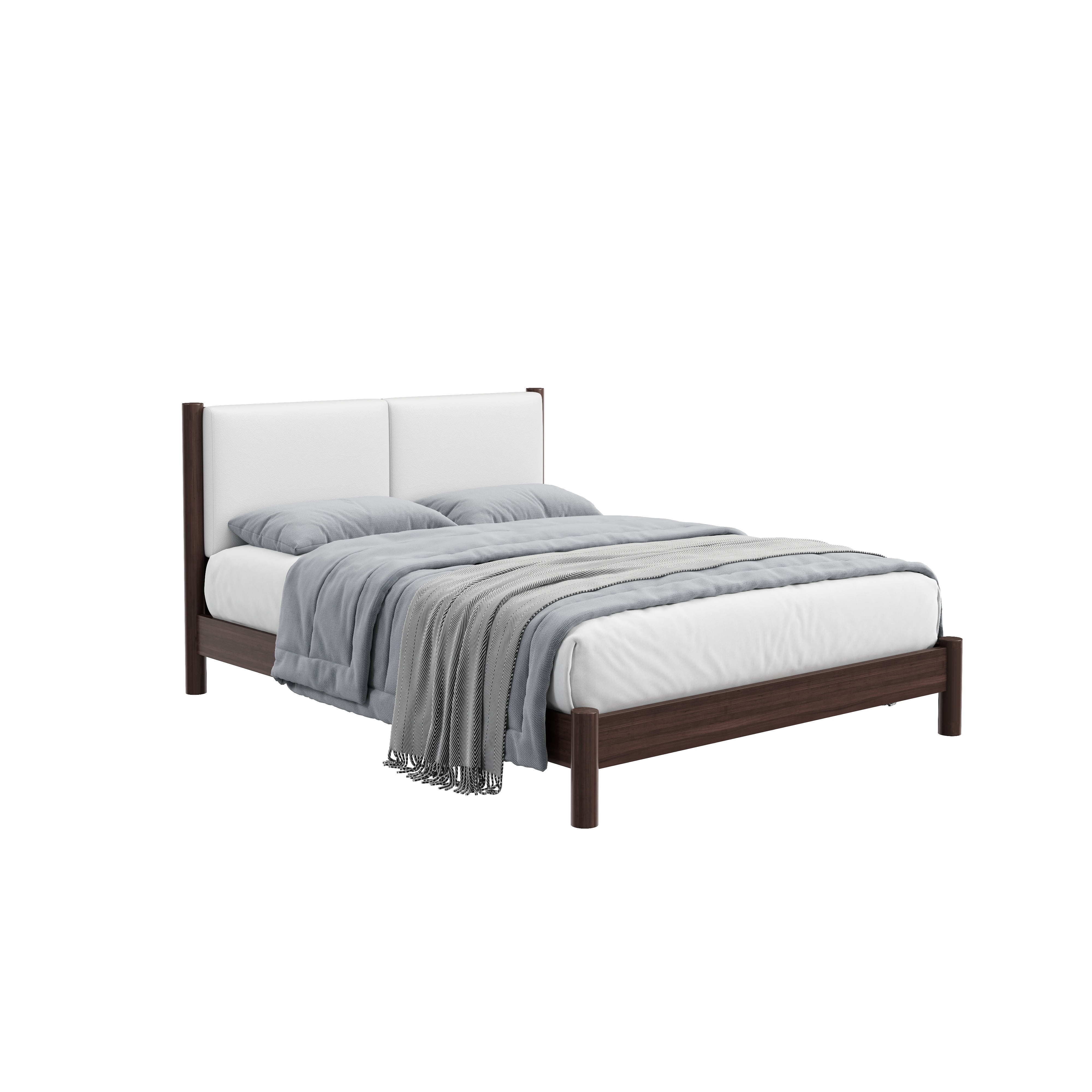 Euroco Wood Queen Size Platform Bed with PU Leather Headboard, No Box Spring Needed, Espresso