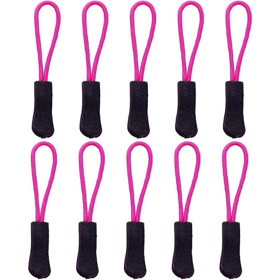 Namzi Replacement Zipper Pulls, 10 Pcs Black Rose Red Zipper Pull Cord Extender Nylon Rope, for Jackets, Purses, Universal Zipper Replacement