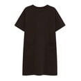 thumbnail image 5 of Summer Womens Plus Size Dress Fashion Casual Solid Short Sleeve Round Neck Bandage Mini Dress with Pockets, 5 of 7