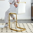 thumbnail image 5 of TesNus Counter Height Bar Stools Set of 2 White Faux Leather Modern 25 Inch Gold Legs for Kitchen, 5 of 8