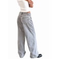 thumbnail image 3 of Women Y2k Low Rise Baggy Jeans Loose Fit Boyfriend Straight Wide Leg Trendy Stretch Long Denim Pants Grayish Blue XS, 3 of 7